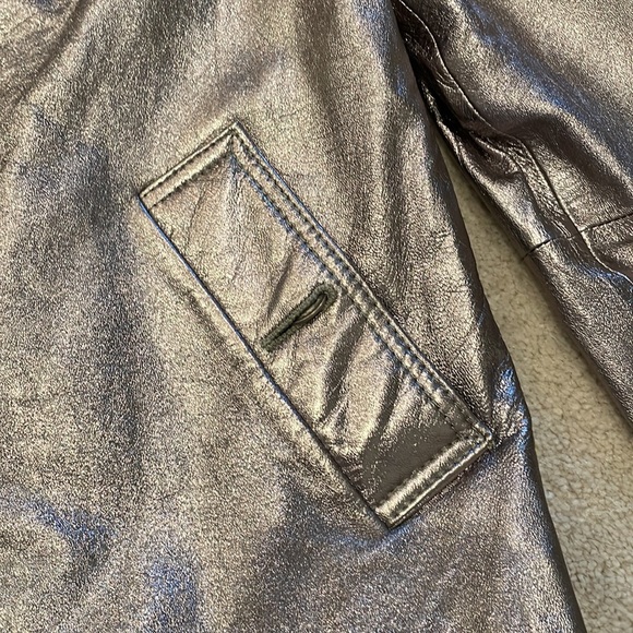 SILVER LEATHER JACKET,Jones New York, PS - Picture 6 of 10